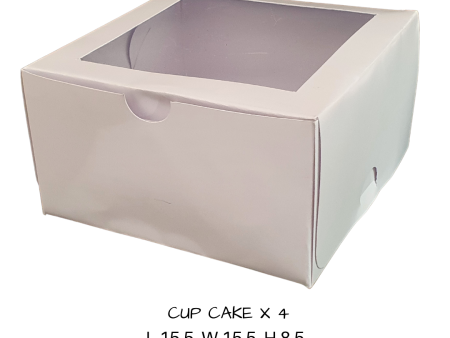 Box - Cup Cake Box 4  - White with Window Supply