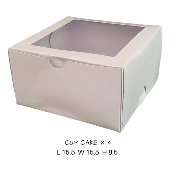 Box - Cup Cake Box 4  - White with Window Supply