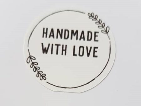 Gift Stickers- White Hand Made With Love 35 per sheet Supply