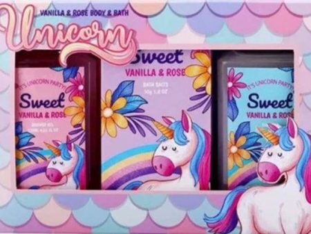 Unicorn Bath 3pc Set Vanilla & Rose Discount