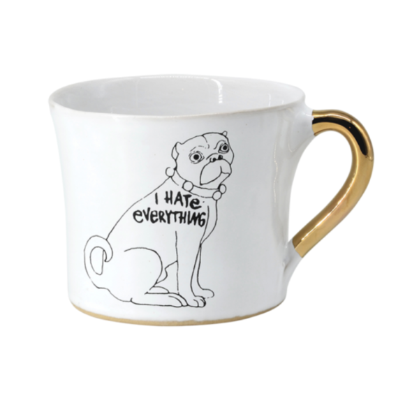 KUHN KERAMIK ALICE MEDIUM COFFEE CUP GLAM WITH GOLDEN HANDLE - I Hate Everything Sale