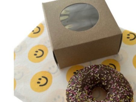 Box - Single Donut Box  - Kraft with Window Cheap