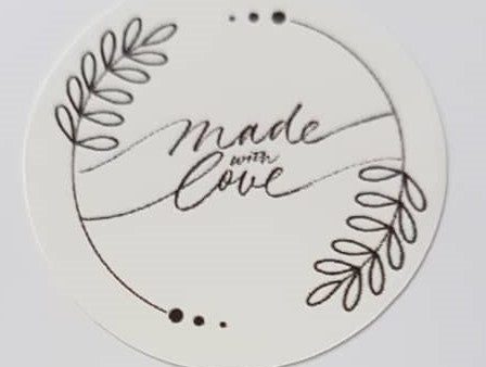 Gift Stickers- White made with love 35 per sheet Sale