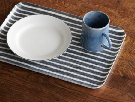 LINEN COATED TRAY MEDIUM - DARK NAVY WHITE STRIPES Fashion