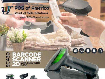 3nStar Wireless 2.4Ghz. BT Radio Handheld Barcode Scanner 2D with USB Base SC430 Online Sale